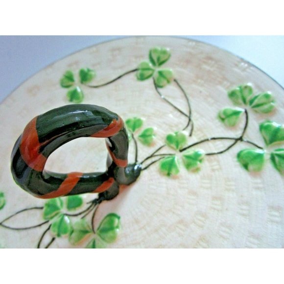 VTG Maruhon Ware SHAMROCK Clover CHINA Serving PLATE Handle Hand Painted Japan - Picture 3 of 8
